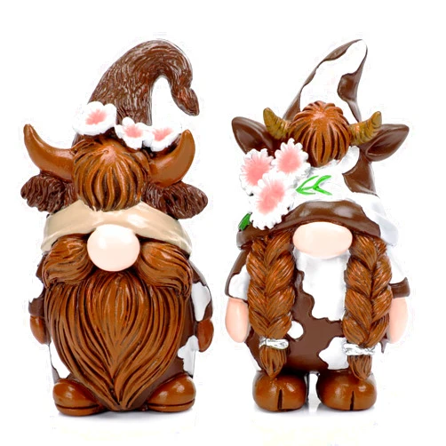 Shappy 2 Pcs Highland Cow Gnomes Decor Farmhouse Tiered Tray Kitchen Table Home Decoration Highland Cow Gifts Resin Decoration Small Statue Cow Lovers Gifts Highland Cow Christmas Decorations