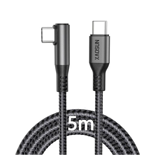 XAOSUN USB C to USB C Cable 16FT USB2.0 VR Cable 240W Right Angle Chager Cable for iPhone 15 MacBook pro/air, Type C Fast Charging Cable for iPhone 15 pro Plus max Samsung Galaxy S23, Pixel,and More