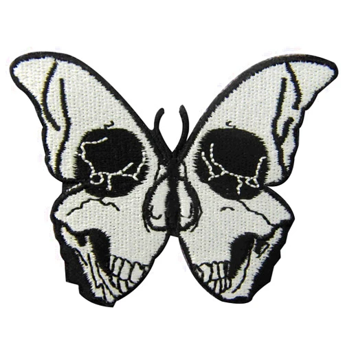 ZEGINs The Skull Butterfly Embroidered Badge Iron On Sew On Patch