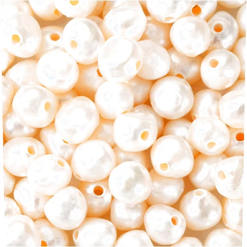 BB Beadthoven Beadthoven 100pcs 7-8mm Natural Freshwater Pearl Beads 1.6mm Big Large Hole Irregular Potato Nuggets Pearl Shape Pearls for Necklace Bracelet Jewelry Making Leather Nylon Cord Chain DIY Crafts