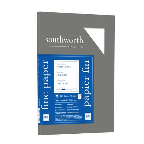 Southworth® 25% Cotton Linen Business Paper, White, Letter (8.5