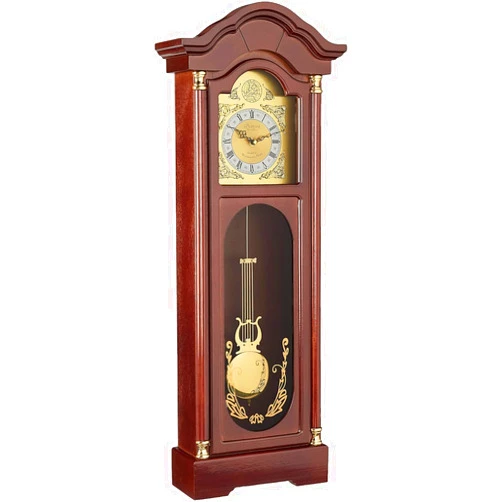 Orixforce Bedford Clock Collection 33-Inch Chiming Pendulum Wall Clock with Antique Cherry Oak Finish and Golden Accents