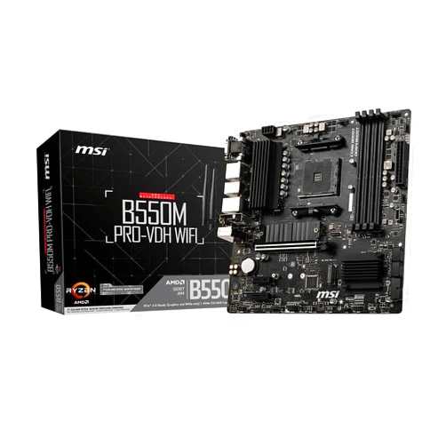 MSI B550M PRO-VDH WiFi ProSeries Motherboard (AMD Ryzen 5000, AM4, DDR4, PCIe 4.0, SATA 6Gb/s, M.2, USB 3.2 Gen 1, Wi-Fi, Bluetooth, D-SUB/HDMI/DP, Micro-ATX)