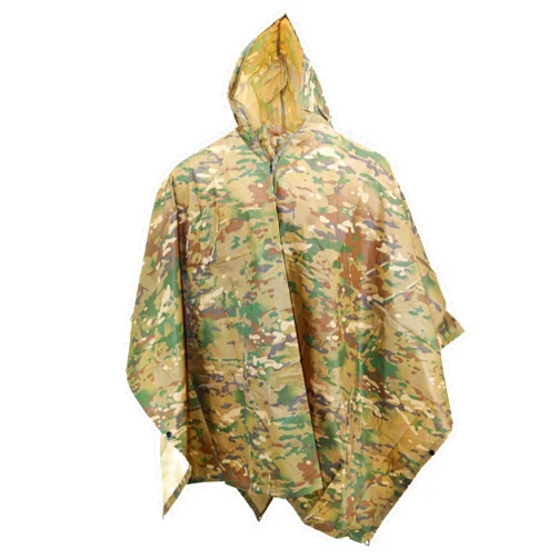 M MCGUIRE GEAR Hooded Military Rain Poncho, Outdoor Emergency Rain Jacket, Waterproof Poncho for Adults, Hiking, Camping