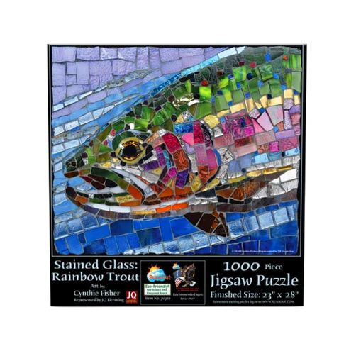 SUNSOUT INC - Stained Glass Rainbow Trout - 1000 pc Jigsaw Puzzle by Artist: Cynthie Fisher - Finished Size 23