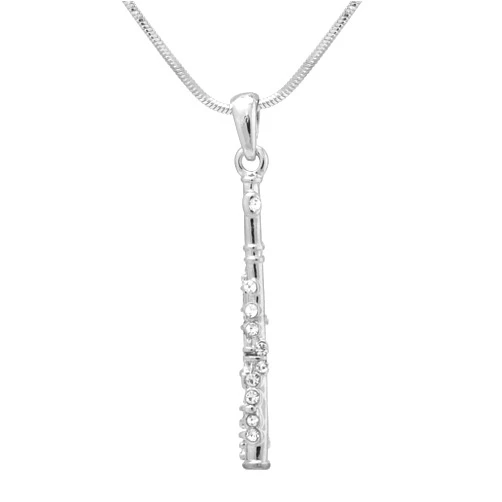 Spinningdaisy Silver Plated Woodwinds Musical Instrument Necklace