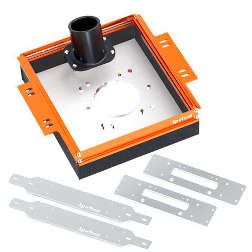 SpeTool Linear Rail Router Sled Slide Connector with Dust Collection, Fit for 20mm Linear Rails and SBR20UU & SCS20UU slide block, with Acrylic Router Plate Compatitable with Multiple Routers