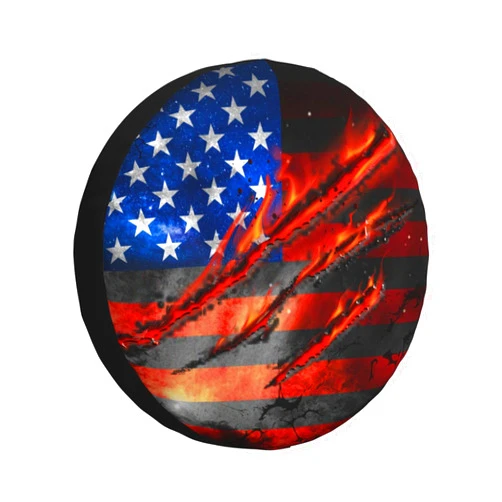 Jwsxcfd Spare Tire Cover American Flag RV Spare Tire Cover tire Covers for Trailers SUV Truck Camper Travel Universal 14