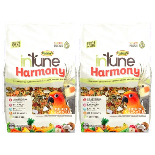 Higgins 2 Pack of Intune Harmony Food for Conures, Cockatiels, Lovebirds and Parrotlets, 2 Pounds Each