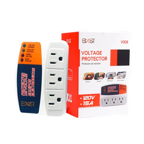 BXST Three Outlet Plug in Voltage Protector for Home Protects Against High and Low Voltage Surge Protector for Refrigerator/TV/PC 120V 1800W (1 Pack)…