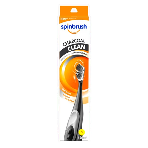 Spinbrush Charcoal Clean Battery-Powered Electric Toothbrush, Charcoal-Infused Soft Bristles, Batteries Included, 1-Count