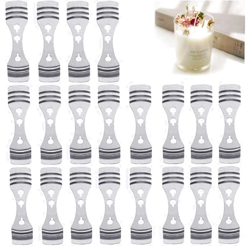 DINGPAI 20pcs Metal Candle Wick Centering Devices, Silver Stainless Steel Candle Wick Holder