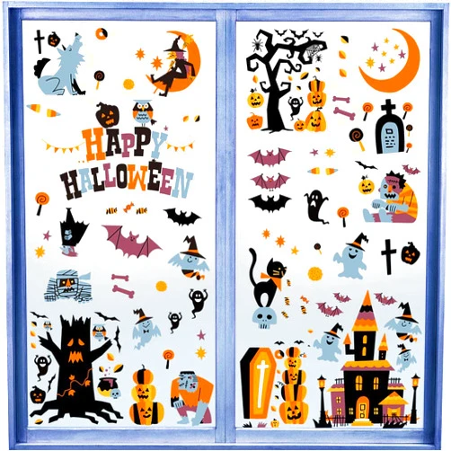 CCINEE Halloween Window Stickers，10 Sheets Halloween Window Clings Decals for Halloween Party Decoration Glass Windom Indoor and Outdoor Home Decor