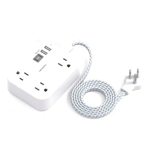 HANYCONY Power Strip with USB, 5 Ft Thin Flat Plug Extension Cord with 3 Outlets 4 USB Ports(2USB C) Wall Mount Desk Charging Station, Non Surge Protector for Travel Cruise Ship College Dorm Room Essentials