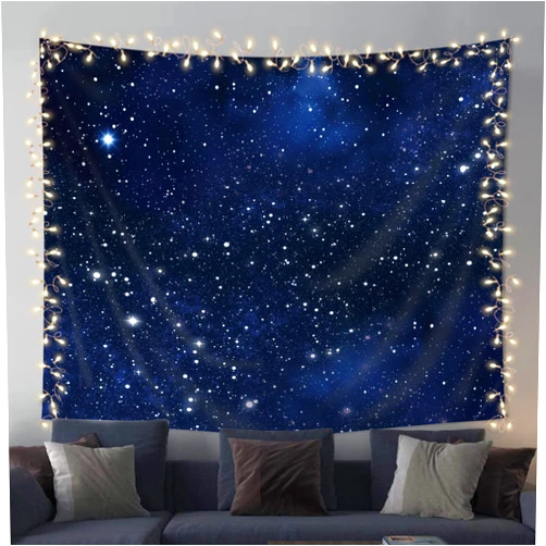 Imirell Night Sky Stars Tapestry 59Wx51H Inch Wall Hanging Dark Blue Galaxy Space Cosmic Starry Fantasy Universe Texture Outer Shining Star Kid Adults Artwork for Bedroom Living Room Dorm Decor Fabric