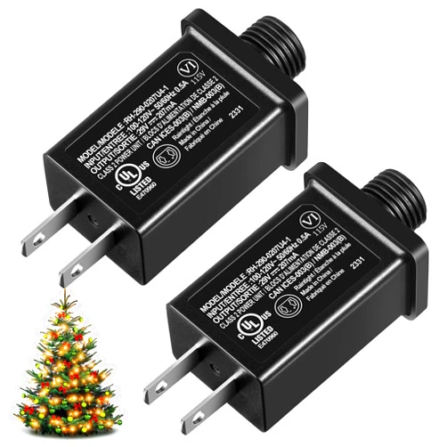 Feekoon 29V 18W Class 2 LED Power Supply, LED Transformer Replacement, Waterproof IP44 US Plug Adapter, Seasonal LED Driver Low Voltage for Christmas Lighting Holiday String Light Outdoor (2 Packs)