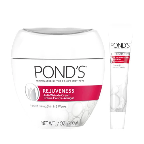 Pond's Anti-Wrinkle Cream and Eye Cream Anti-Aging Face Moisturizer Rejuveness With Vitamin B3 and Retinol Complex, 7 Ounce (Pack of 2)