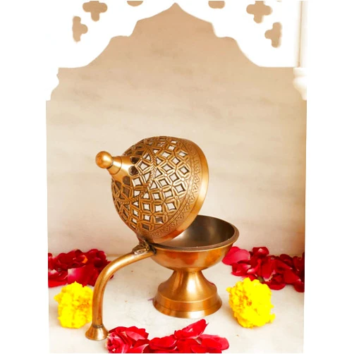 AD ARTS Indian Essence by AD ARTS Brass Loban Incense lamp for Home and Pooja Decoration