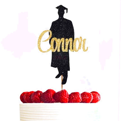 BOELRY 2024 Personalized Graduation Cake Topper, Name Custom Glitter Graduation Congrats Cake Topper Grad Ceremony Cake Decor Sign Party Cupcake Topper Decor Graduate Gift (Style 1)