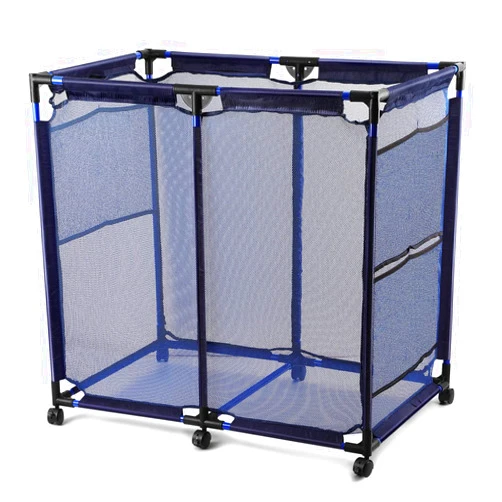 JEFEE Pool Storage Bins Rolling Pool Safety Storage Cart Pool Noodles Organizer with Nylon Mesh for Pool Floats, Balls, Poll Toy Storage, Large Capacity Storage Bins 37.2
