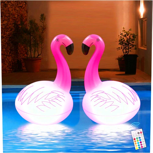 Anycar Floating Pool Lights 2PCS, Solar Flamingo Pool Lights for Inground Pools Waterproof, Glow in The Dark Light Up Swimming Pool Accessories, Solar Floating Lights for Pool Flamingo Party Decorations
