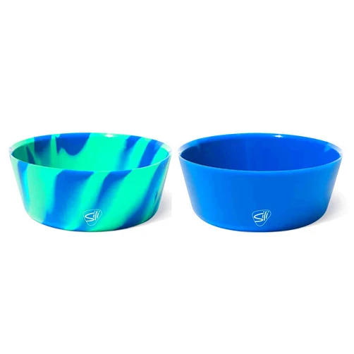 Silipint Squeeze-a-Bowl Silicone Bowl Set, Flexible and Unbreakable Bowls, Microwave-, Dishwasher-, and Freezer-Safe Bowls for Indoor and Outdoor Use, Headwaters & Deep Pool, Set of 2