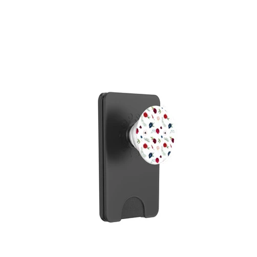 Patterns by M.Kokolo Navy and Burgundy Flowers Fall Floral Repeating Pattern PopSockets PopWallet for MagSafe