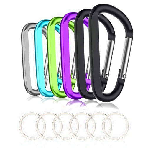 CampTek 6PCS Black Carabiner Caribeaner Clip,3