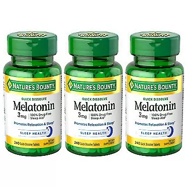 Nature's Bounty Melatonin 3 mg, 3 Bottles (240 Count)