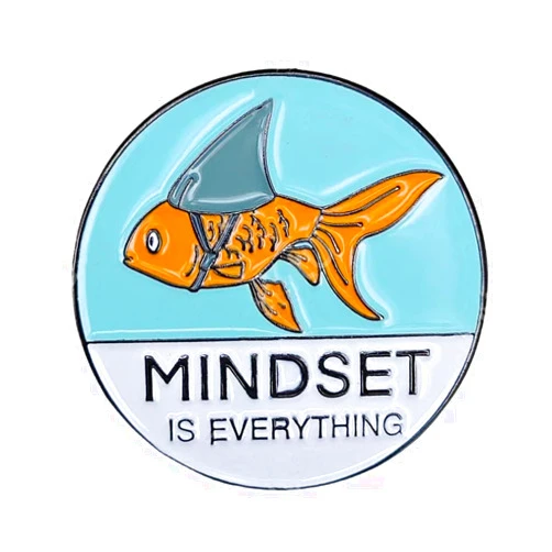 Ficsowy Shark Goldfish Carp Enamel Pin Mindset Is Everything Brooch Pin Badge for Men and Women