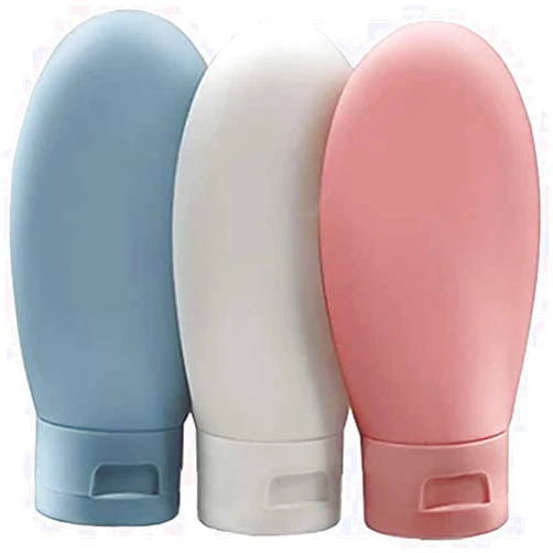 ZALUJMUS Travel Bottle, 3 Pcs Leak Proof Refillable Squeezable Containers Set(60 ml) with Label and Transparent Carry Bag for Liquid Shampoos, Soap and Toiletries. (Multicolor)