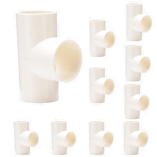 Muhm 10 Pack 1 Inch Tee 3 Way PVC Pipe Fittings Connector Freeze-resistant Corrosion-resistant PVC Supports for Wide Application
