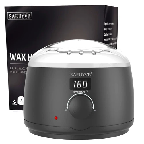 SAEUYVB Professional Digital Wax Warmer with Lid and 16oz Pot for Hair Removal (Black)