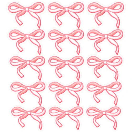 Lyrow 15 Pcs Pink Bow Patches 3 x 2 Inch Embroidery Bow Iron on Patch for Clothes Iron on Bows Cute Bow Patch Sticker Embroidered Applique for DIY Sewing Jeans Shirt Hat Jackets Clothing Backpacks