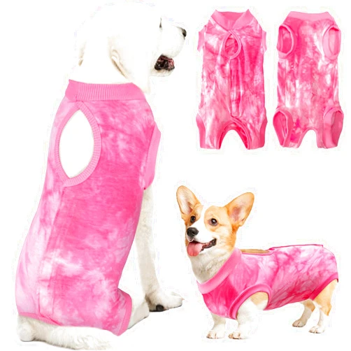 Lukovee Recovery Suit for Dogs, Onesie Surgery Recovery Suit for Female Male Dogs, Abdominal Wounds Cone E-Collar Alternative Prevent Licking Spay Recovery Suit (Pink,Medium)