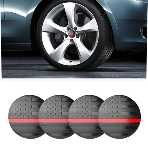 Flygun 4 PCS Car Wheel Hub Center Cap, American Flag Design, Waterproof Round Vehicle Hub Cover Stickers Replacements, Universal Automotive Wheel Decoration for Truck SUV Car (Red)