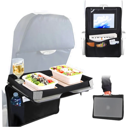 LOTCAIN Airplane Pockets Organizer Airplane Tray Table Cover Seat Back Storage Bag Media Pouch for Flight Travel Holder Bag Travel Essentials | Expandable Pockets | Convenient | Portable