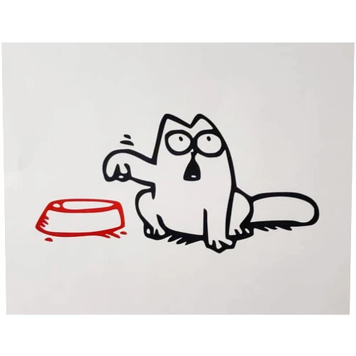 STAI AIST 2 Pack Funny Hungry Cat Feed Me Vinyl BLACK & RED Sticker Decal for | Cars | Trucks | Vans | SUVs | Walls | Windows | Glass | Laptops | Notebooks | MacBook | 3.5”H 7”W | AIST - 53