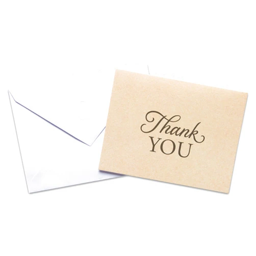 American Greetings Thank You Cards with Envelopes, Brown Kraft-Style (50-Count)