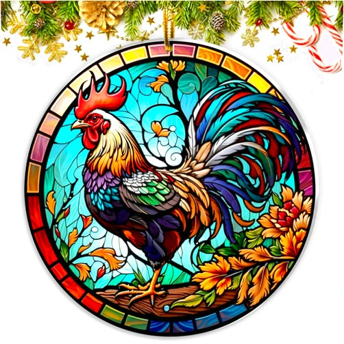 Seisoup Chicken Christmas Ornaments for Christmas Tree 2024 - Rooster Chicken Decor Hanging Ornament for Women Party Indoors Home Farm Holiday Farmhouse Gifts