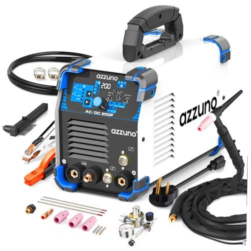 AZZUNO AC/DC TIG Welder 200A with Pulse 110V/220V, Aluminum TIG Welding Machine, ACDC TIG/PULSE TIG/SPOT TIG/Stick Welder Machine