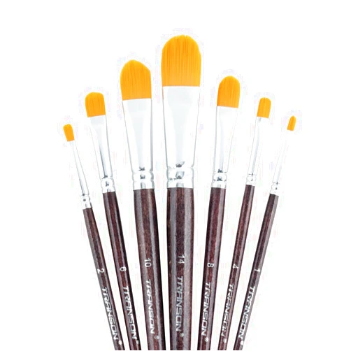 Transon 7pcs Artist Filbert Paintbrush Set for Acrylic Watercolor Gouache Oil and Body Painting