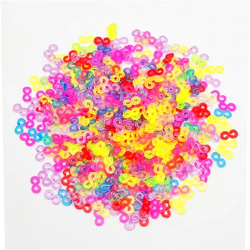 Alamic 500 Pieces S Clips Loom Rubber Bands Clips Plastic Connectors Refills Clips for Loom Bracelets DIY Bracelet Making Loom Band (Colourful)