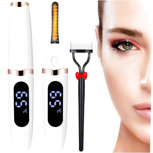 BUV Heated Eyelash Curlers - Electric Eyelash Curler, Rechargeable Lash Curler with Quick Natural Curling Eye Lashes and 24 Hours Long Lasting, 3 Temperature Modes with LED Digital Display for Women Girls