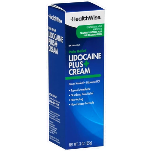 HealthWise Lidocaine Plus+ Cream | Numbs Away Pain | | Non-Greasy | 3.0 Oz | 4% OTC Lidocaine + 10% Benzyl Alcohol | Topical Anesthetic