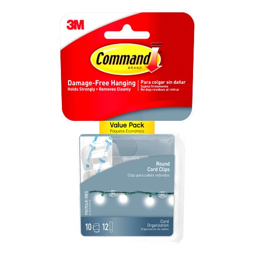 Command 17017CLR-VP Round Cord Clips, Clear, 10-Clips (17017CLR-10ES)