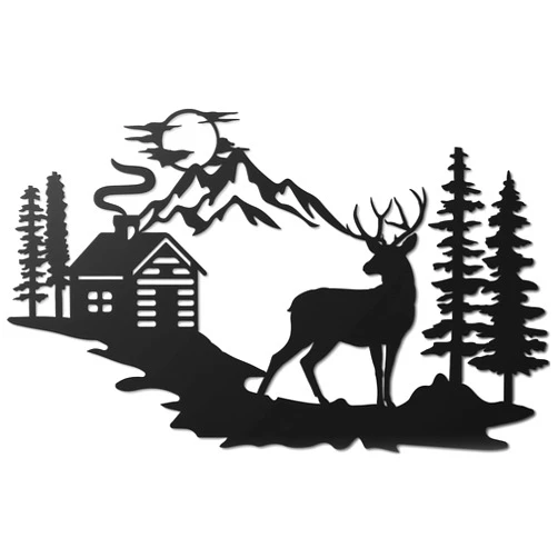 Vivegate Deer Wall Decor – 17.5”X11” Deer Decorations for Home Rustic Forest Wall Decor Deer Pictures Cabin Bathroom Wildlife Metal Wall Art