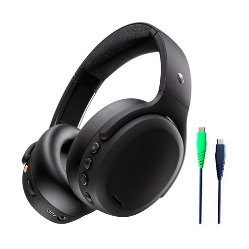 Skullcandy Crusher ANC 2 Over-Ear Noise Canceling Wireless Headphones with Sensory Bass and Charging Cable, 50 Hr Battery, Skull-iQ, Alexa Enabled, Microphone, Works with Bluetooth Devices - Black