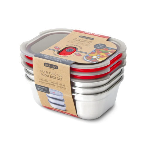 BLACK + BLUM Lunch Bowl Set - Reusable Meal Prep Containers for Picnic & Camping - Microwavable Stainless Steel Lunch Dinner Food Storage Box with Leak Proof Lid - Dishwasher Oven Safe - Small 22oz