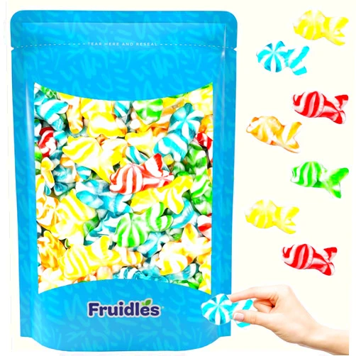 Fruidles Assorted Swirly Gummi Fish Candy, Delicious Fruit Flavors Gummies (Half-Pound)